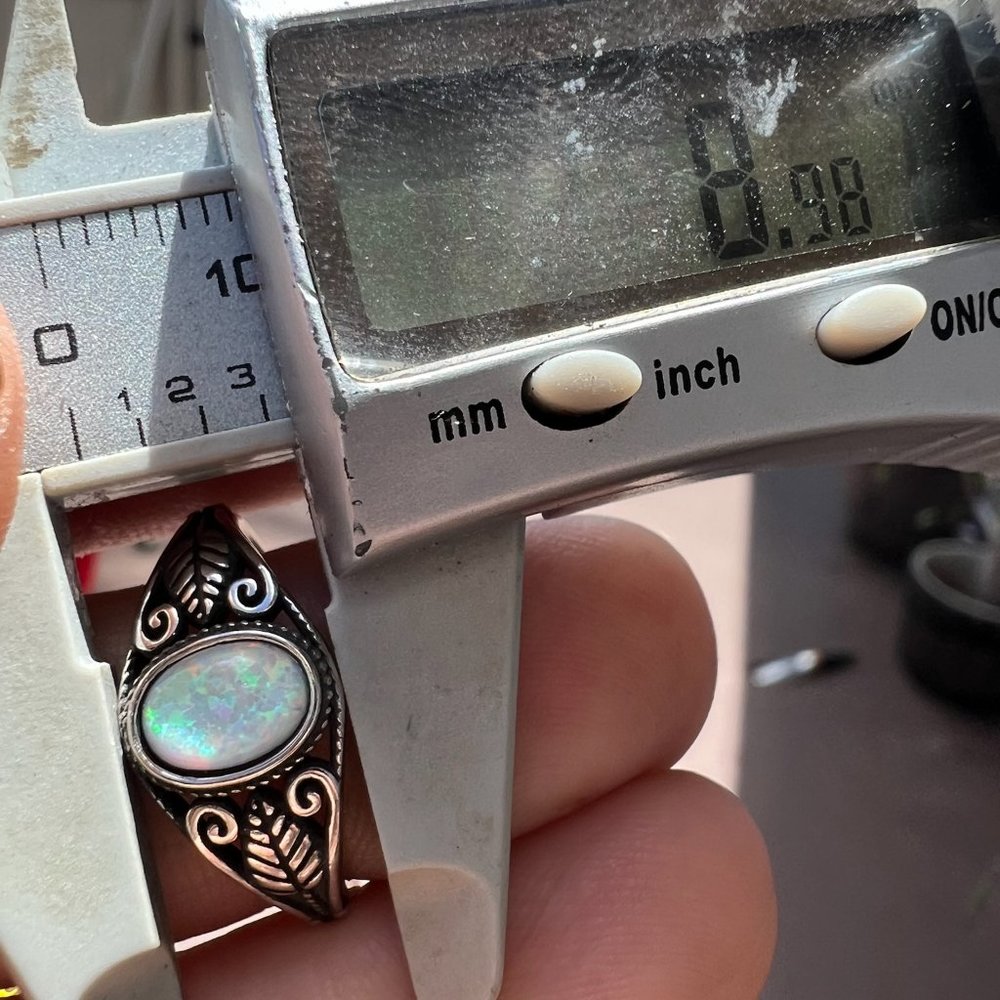 Solid Sterling Opal Leaf Ring - image 5